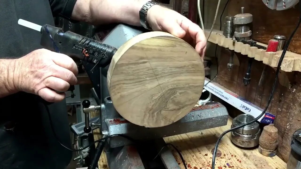 woodturning a pewter shavings dish-1