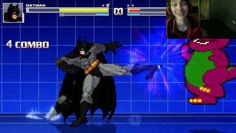 Batman VS Barney The Dinosaur In An Epic Battle In The MUGEN Video Game With Live Commentary