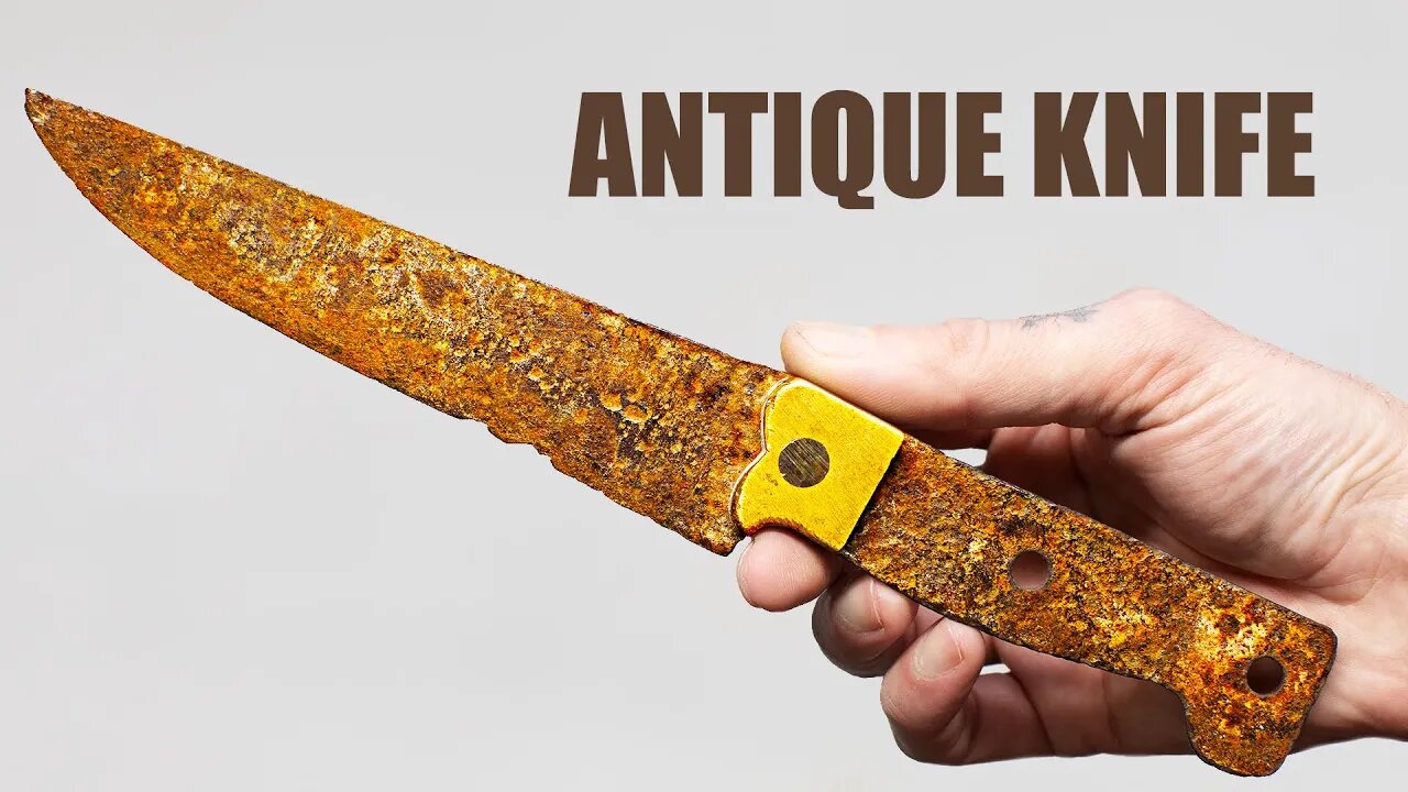 Antique Rusty Knife Restoration. Knife With A Bronze Guard