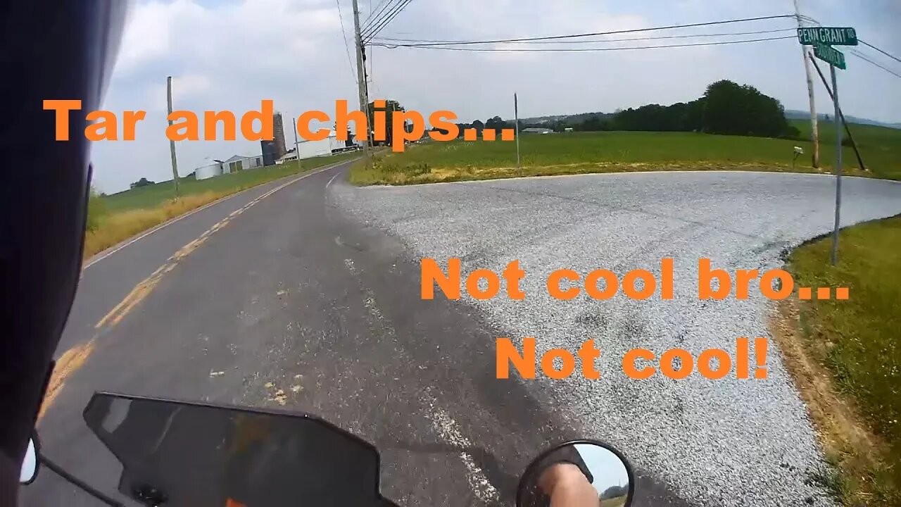 Riding Grom motorcycle on tarred and chipped roads, covered bridges, and lots of Amish