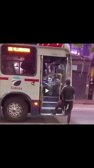 He got on the bus, yelled at the driver, and banged on the door. Then...