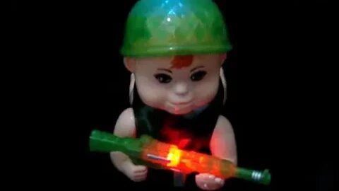 Crawling Baby Doll with Gun