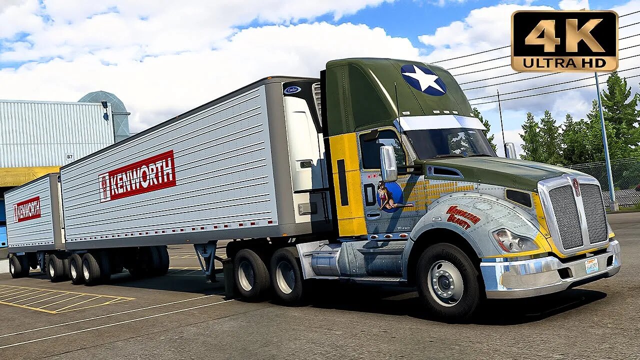 Kenworth T680 Duty Day Cabin - Double Trailer delivery | American Truck Simulator Gameplay "4K"