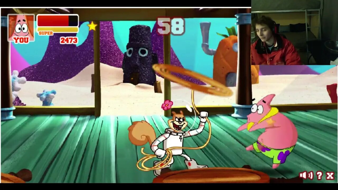 Sandy Cheeks The Squirrel VS Patrick Star In A Nickelodeon Super Brawl 2 Battle With Live Commentary