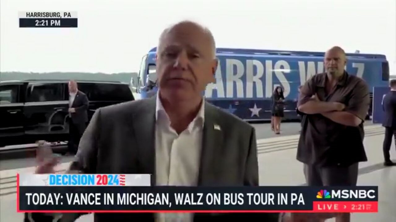 Tim Walz's Self-Implosion Continues During Press Gaggle, And John Fetterman's Reaction Is Priceless