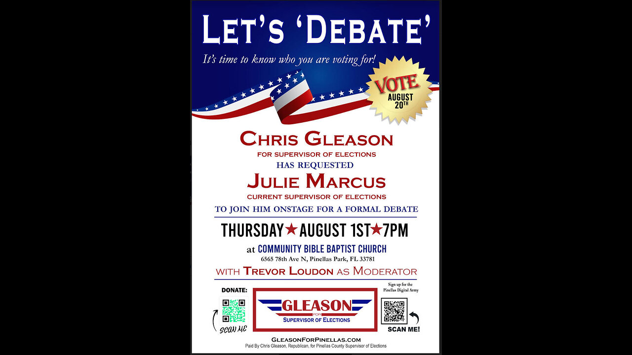 LIVE 7pm EST: Pinellas Supervisor Of Elections Debate