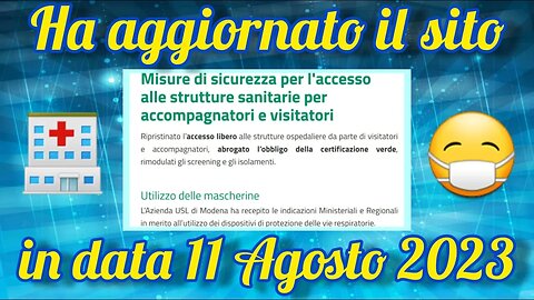 L'azienda USL di Modena reintroduce l'obbligo della mascherina in Ospedale!
