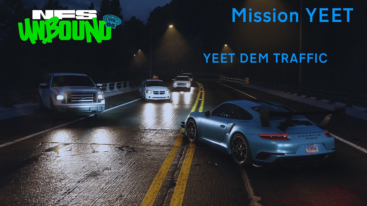 Need For Speed Unbound but I yeet traffic off a bridge