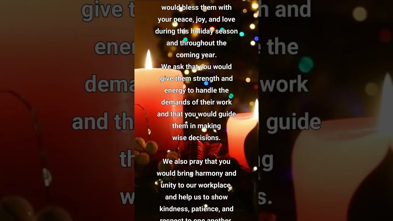 One Minute Prayer. Christmas Prayer For My Co-Workers