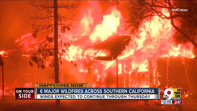 6 major wildfires across southern California