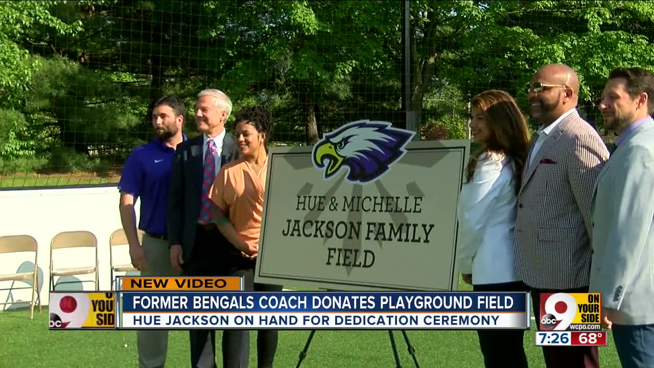 Hue Jackson donates playground field to Cincinnati school