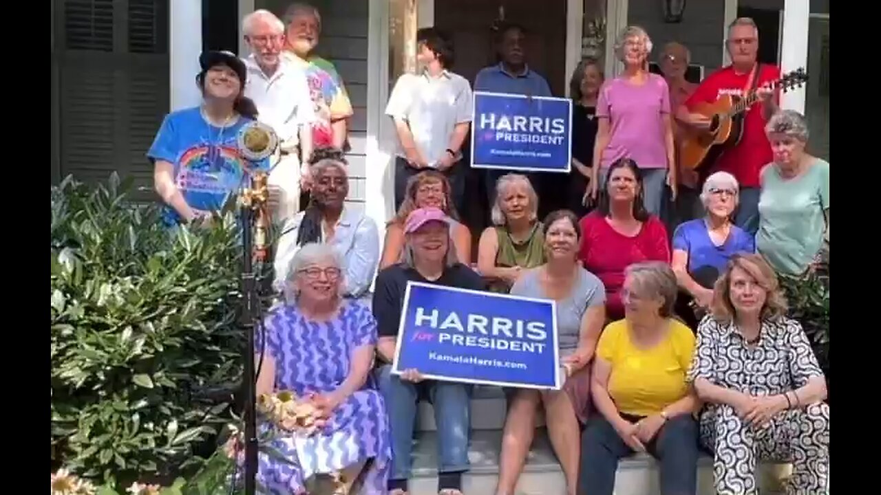 An unusual, predominantly white group singing a song in support of Kamala Harris is circulating