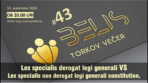 "43. Torkov Večer | Lex Specialis vs Lex Generalis | Mihael Bellis