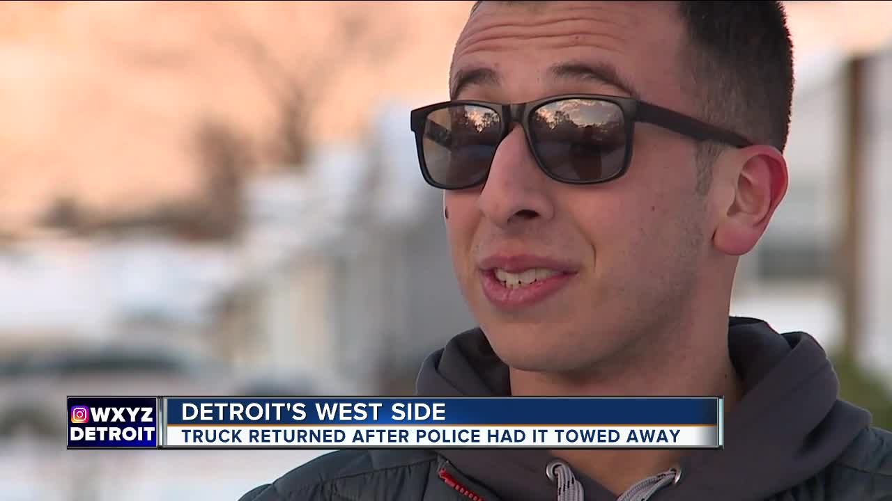 Truck returned after police had it towed away on Detroit's west side