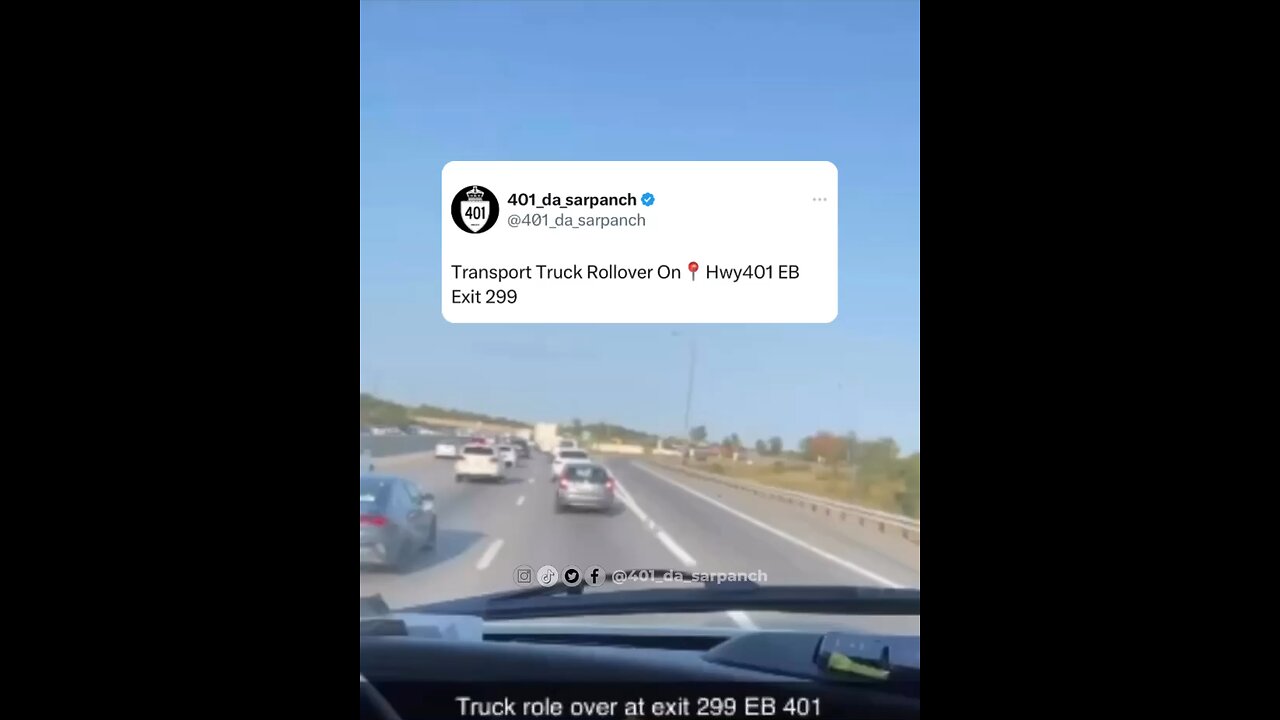 Transport Truck Rollover On Highway 401 Guelph