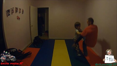 BJJ practice at home Dj Vs Daddy with MMA dummy