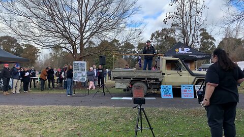 Wade speaking at the Great Forest National Park Rally at Mansfield, Victoria, Australia - 13/7/2024.