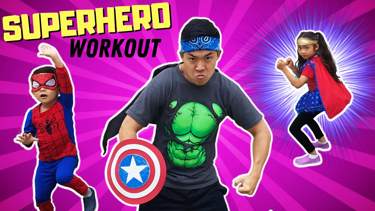 🦸 SUPERHERO Workout + Stretch for KIDS | Marvel + DC JOKES