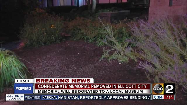 Confederate Monument Removed Overnight in Ellicott City