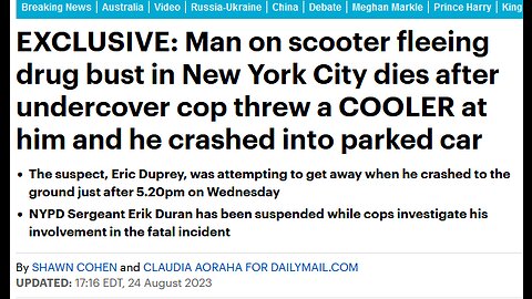 Man on scooter fleeing drug bust in New York City dies after undercover cop throws a cooler at him