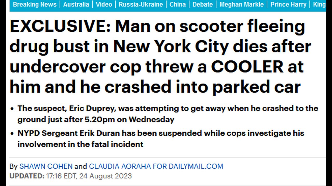 Man on scooter fleeing drug bust in New York City dies after undercover cop throws a cooler at him