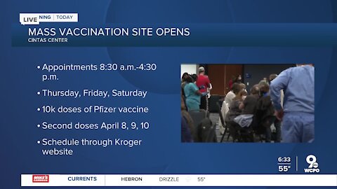 Cintas Center opens as mass vaccination site Thursday