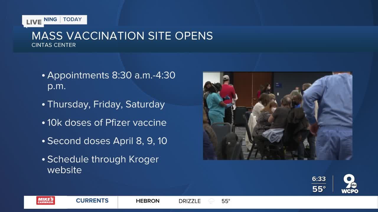 Cintas Center opens as mass vaccination site Thursday