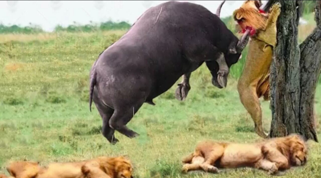 Lions vs Buffalo :Buffaloes are very dangerous