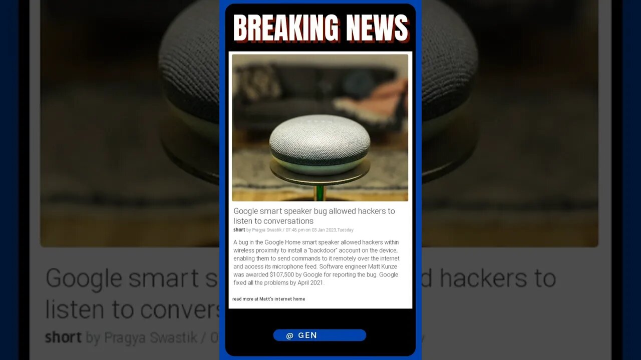 Be Careful! Hackers Can Listen To You Through Your Google Smart Speaker! | #shorts #news