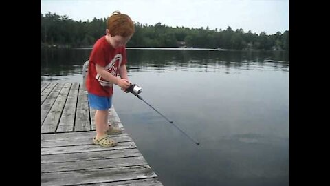 Boy catches fish in record time