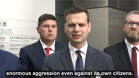 Polish MPs protest in front of Australian Embassy over human rights violations