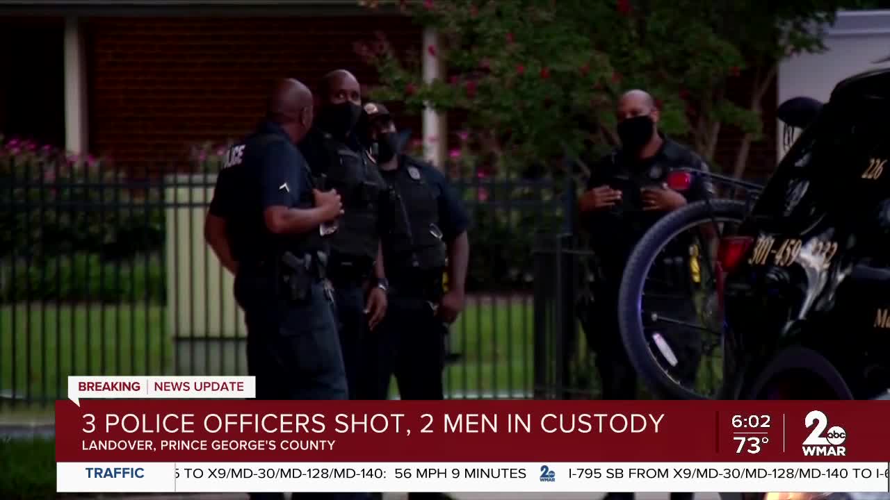 3 police officers shot, 2 men in custody