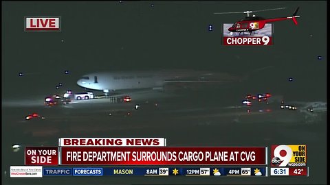 Cargo aircraft catches fire at CVG