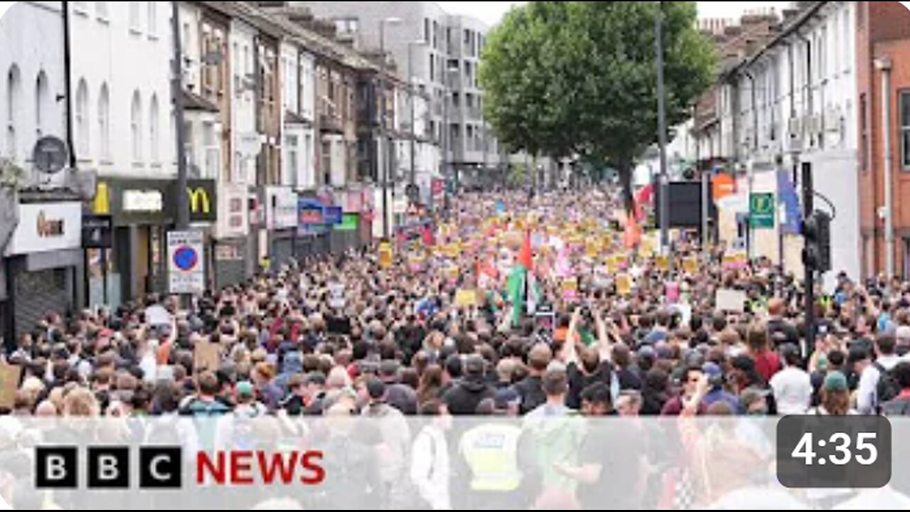 Anti-racism protests take place across England after violent unrest | BBC News