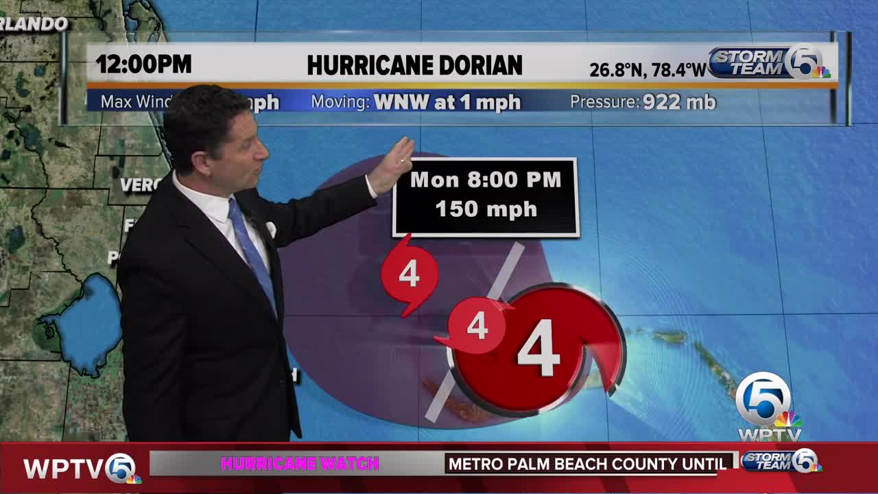 Noon update on powerful Cat 4 Dorian