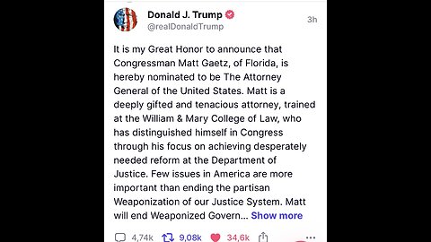 NOMINEE FOR ATTORNEY GENERAL🇺🇸❤️🏛️OF THE UNITED STATES🇺🇸🤍🏛️ OF THE REPUBLIC🇺🇸💙🏛️💫