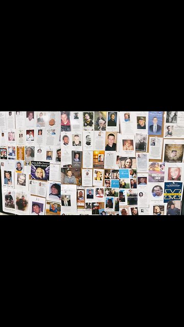 The opioid epidemic (remembrance cards on a pinboard, Team Sharing) [Jul 2 2024 video short]