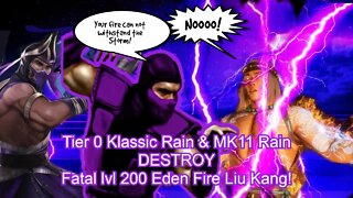 Klassic Rain and MK11 Rain tier 0 kill lvl 200 Liu kang bosses in Edenan Fatal Tower MK11 Mobile