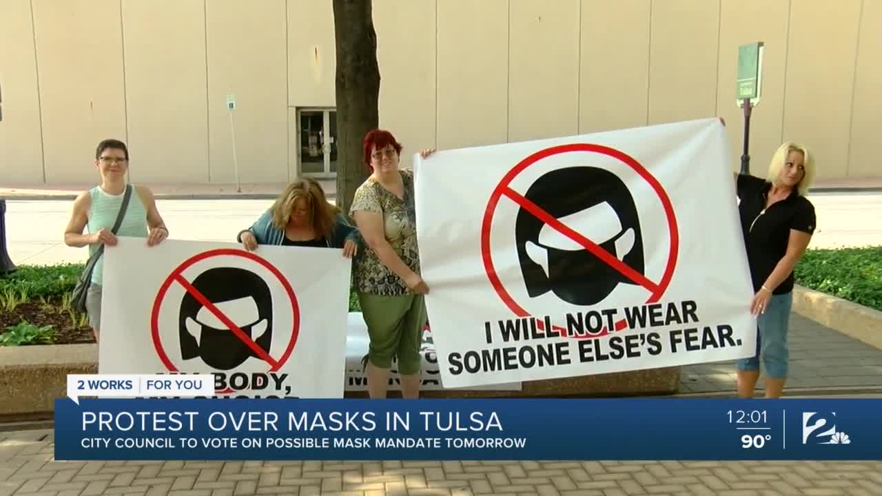 Protest over masks in Tulsa