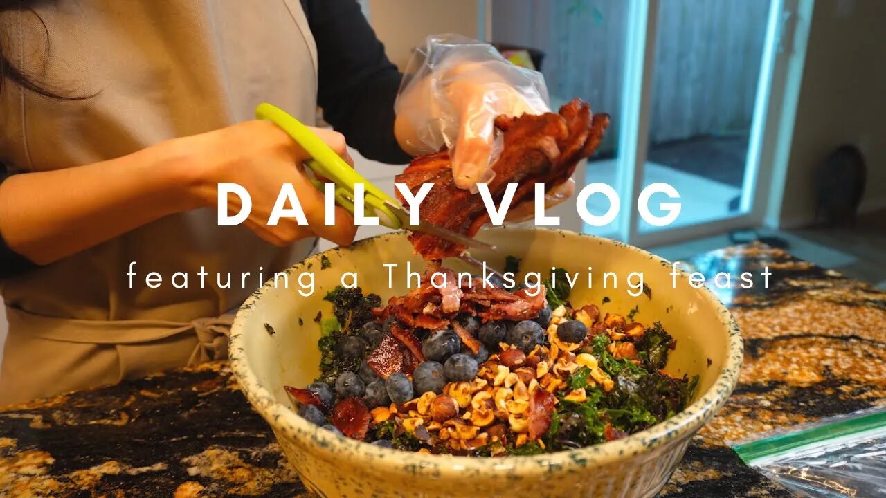 [Sub] Vlog | Living alone diaries | A healthy Thanksgiving feast, mochi waffles | ASMR Mukbang