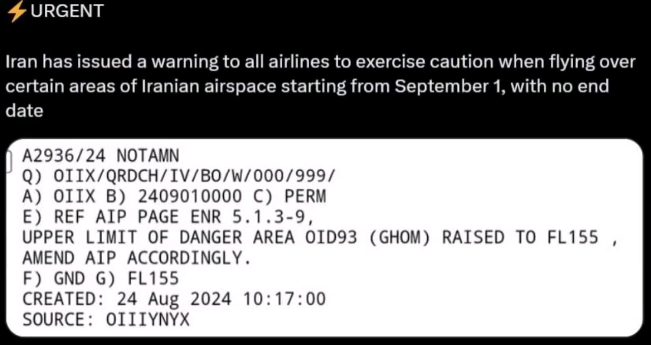 IRAN'S NEW WARNING TO AIRLINES, IS AN ATTACK IMMINENT?