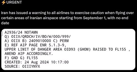 IRAN'S NEW WARNING TO AIRLINES, IS AN ATTACK IMMINENT?