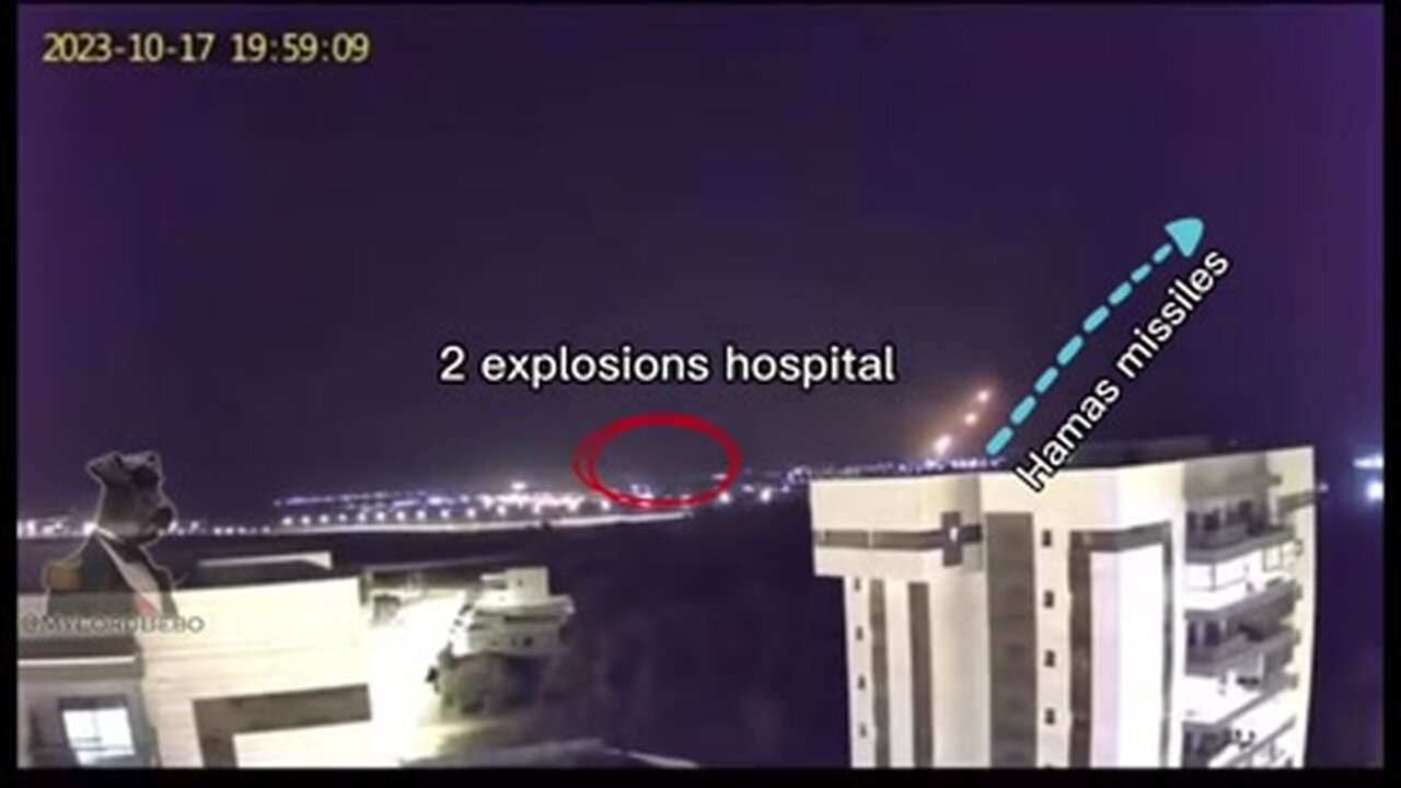 Hospital bombing video analysis, Israeli jet is in the air.