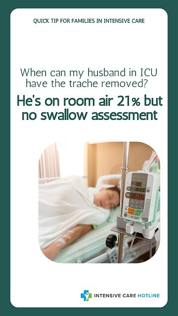 When Can My Husband in ICU Have the Trache Removed? He's on Room Air 21% But No Swallow Assessment