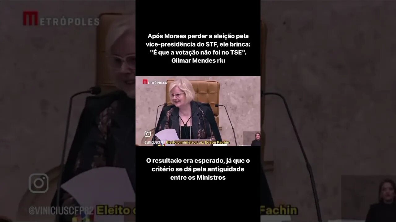 Após Moraes perder eleição pela vice-presidência STF, ele brinca: "É que a votação não foi no TSE"