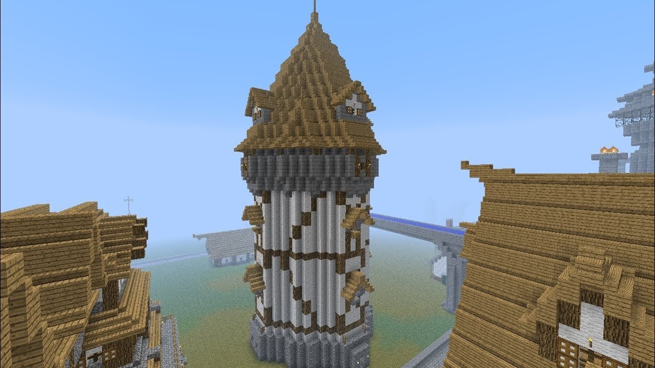 Minecraft: Medieval Large White Tower Tutorial [part 106 season 1]