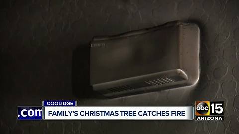 Coolidge family's christmas tree catches fire