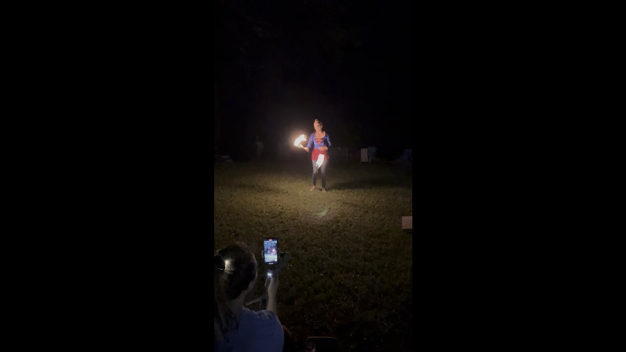 My wife twirling fire baton!