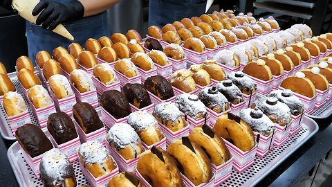 Making various homemade milk cream donuts - korean street food