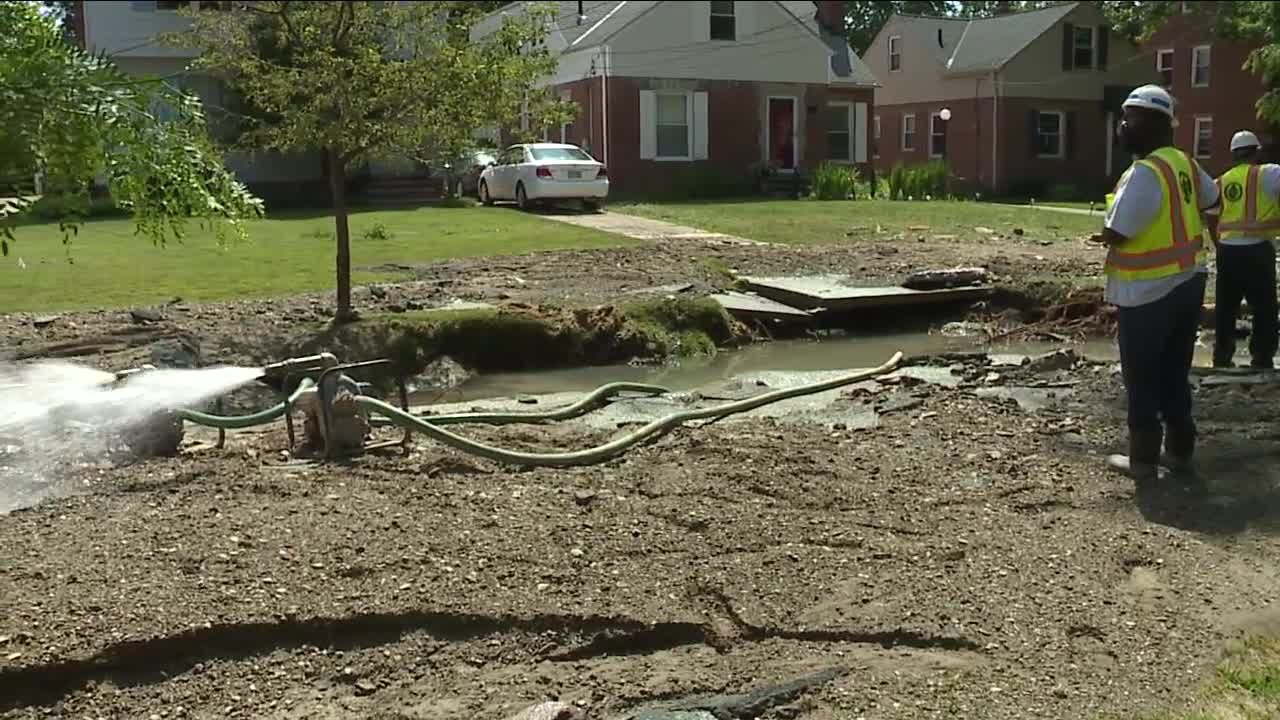 Crews work to repair large water main break in South Euclid; Boil Advisory issued for several cities